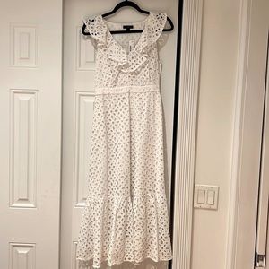 NWT J Crew Tiered Midi Dress White Eyelet Floral (2)